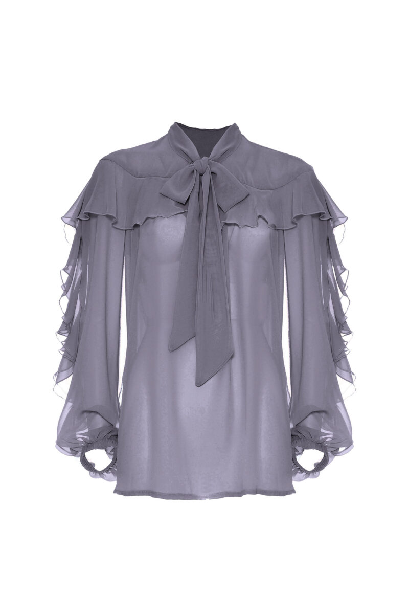 RUFFLE BLOUSE AND NECK SCARF