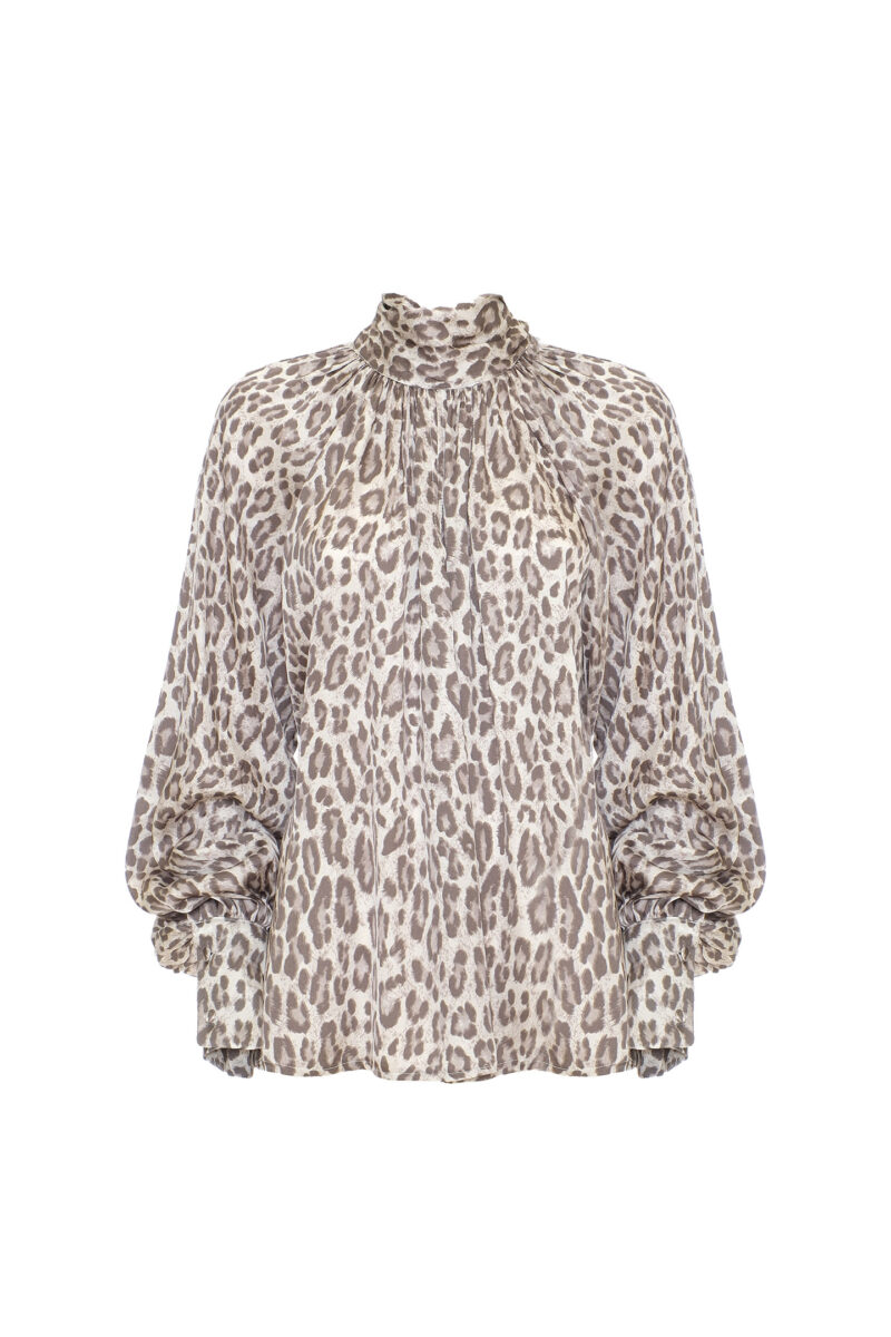 LEOPARD PRINT BLOUSE WITH BOW - Image 5