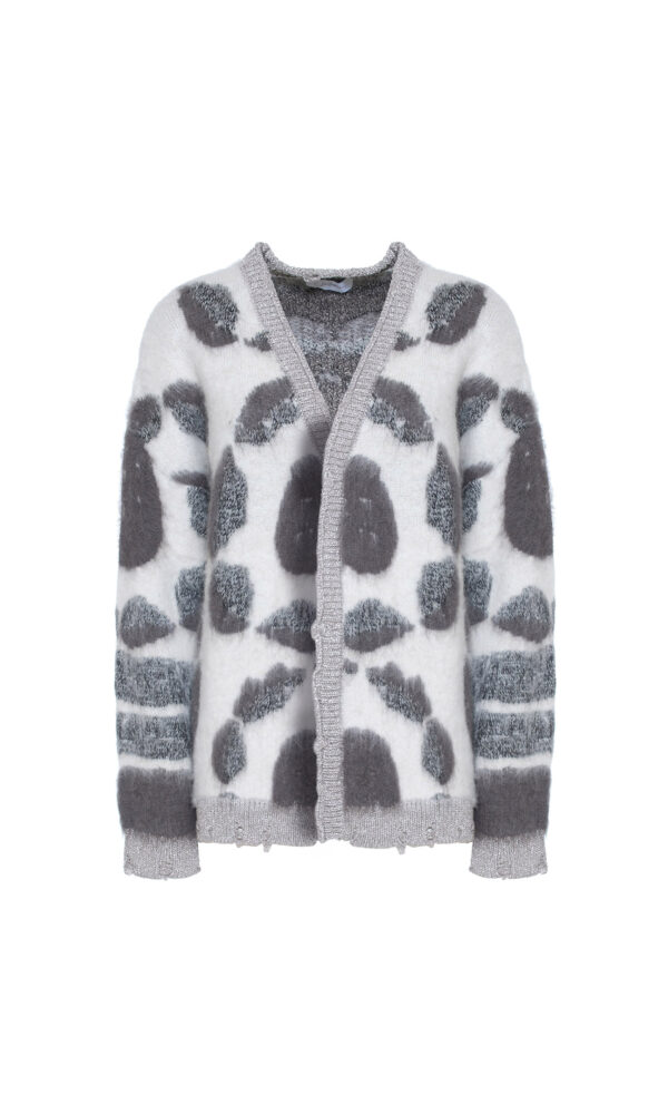 JACQUARD WOOL BLEND CARDIGAN
