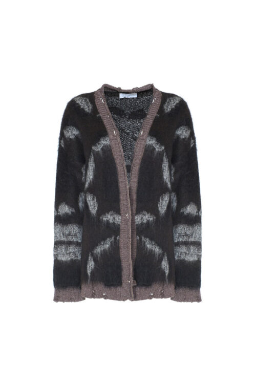 JACQUARD WOOL BLEND CARDIGAN