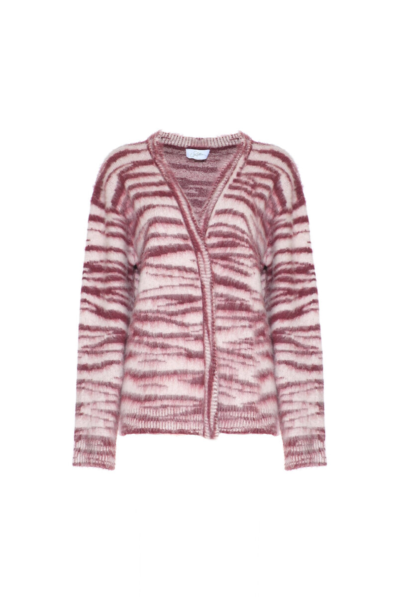 MIXED YARN CARDIGAN WITH ZEBRA JACQUARD - Image 3