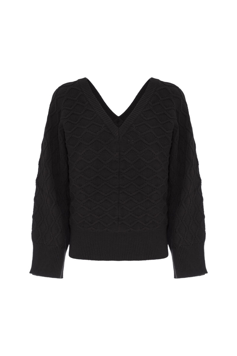 PULLOVER A V IN PUNTO TRECCIA - immagine 3