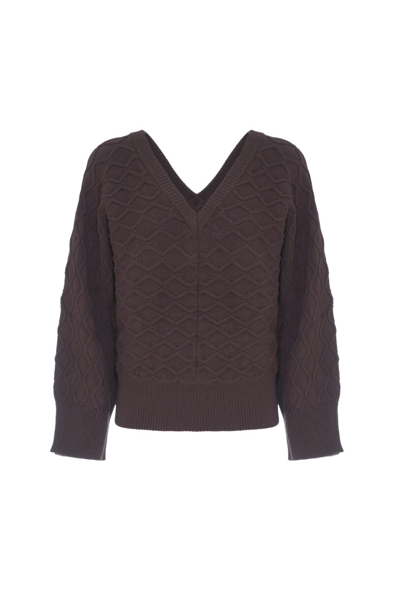 PULLOVER A V IN PUNTO TRECCIA - immagine 4