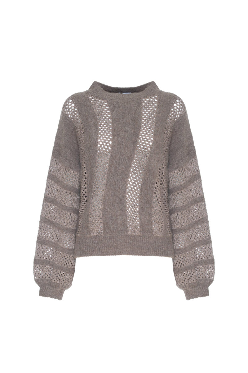 MAXI PERFORATED STRIPED PULLOVER
