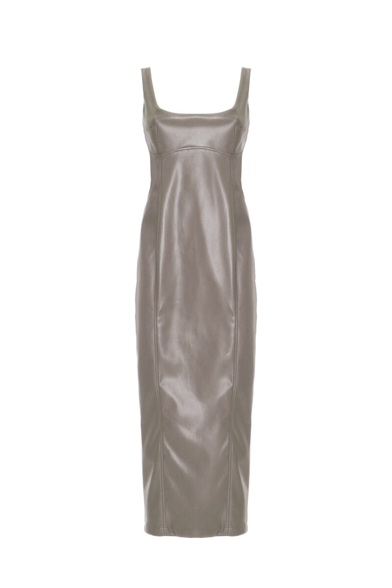 FAUX LEATHER MIDI DRESS - Image 3