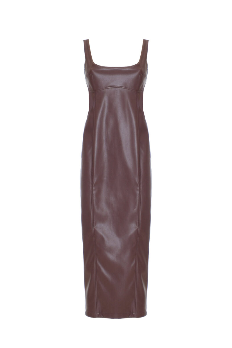 FAUX LEATHER MIDI DRESS