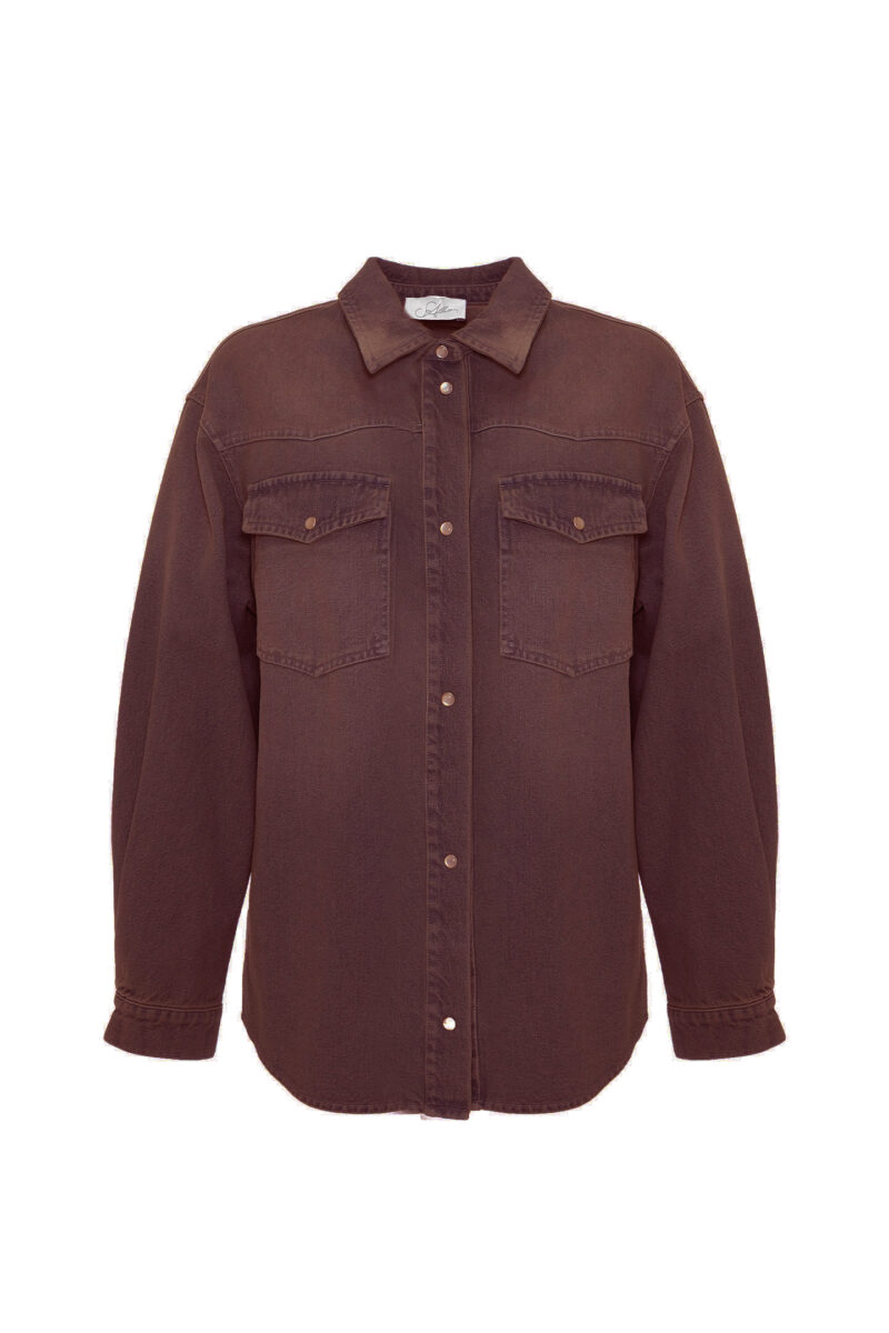 GARMENT-DYED FADED DENIM SHIRT - Image 6