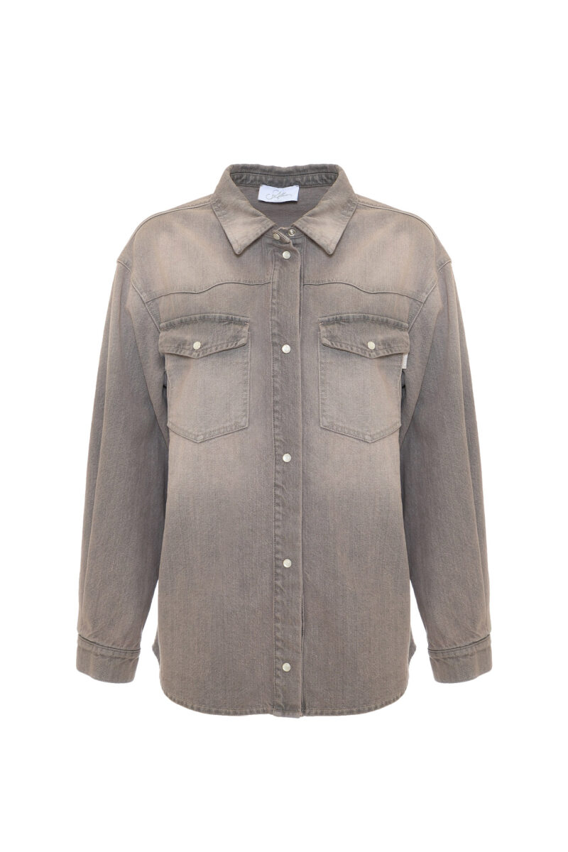 GARMENT-DYED FADED DENIM SHIRT - Image 4