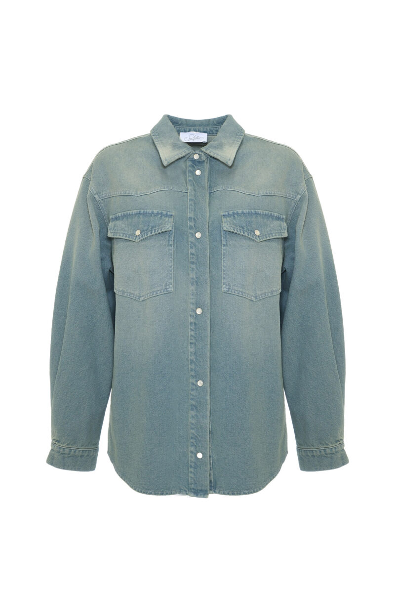 GARMENT-DYED FADED DENIM SHIRT