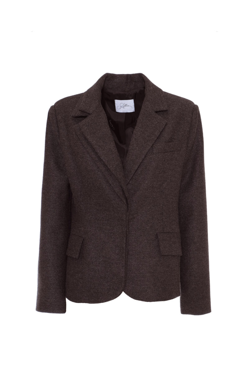 SLIM FIT SALT AND PEPPER WOOL JACKET - Image 3