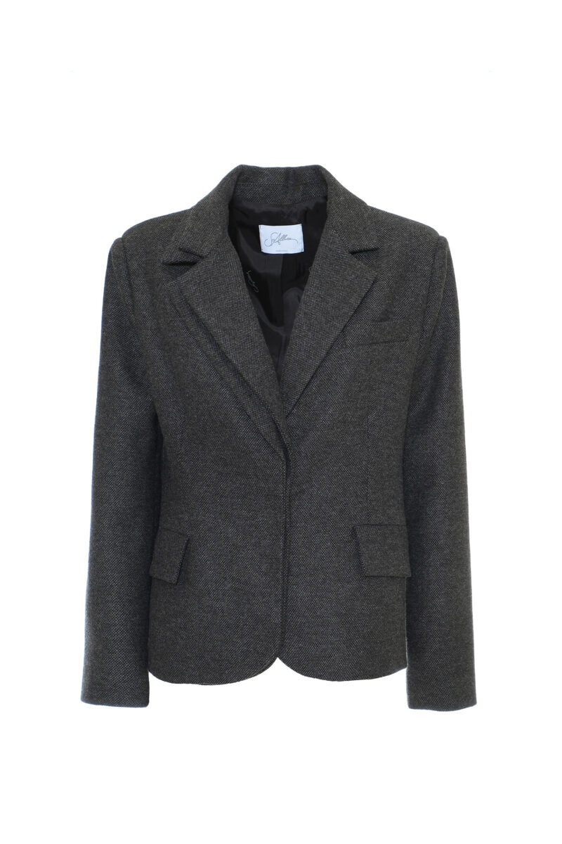 SLIM FIT SALT AND PEPPER WOOL JACKET