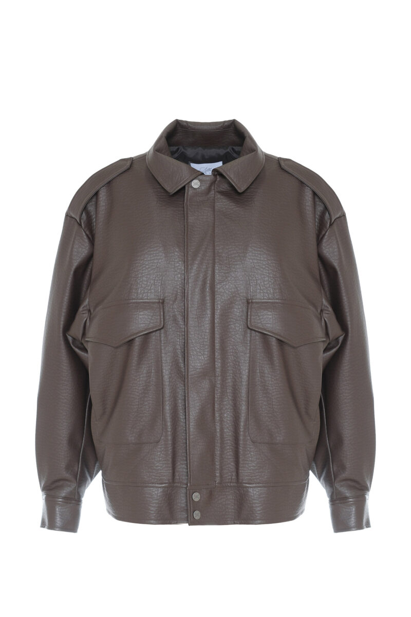FAUX LEATHER AVIATOR JACKET