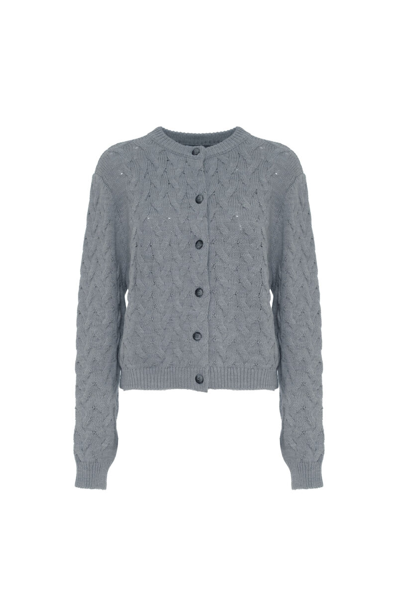CARDIGAN IN WOOL BLEND WITH CABLE KNIT DETAIL - Image 5