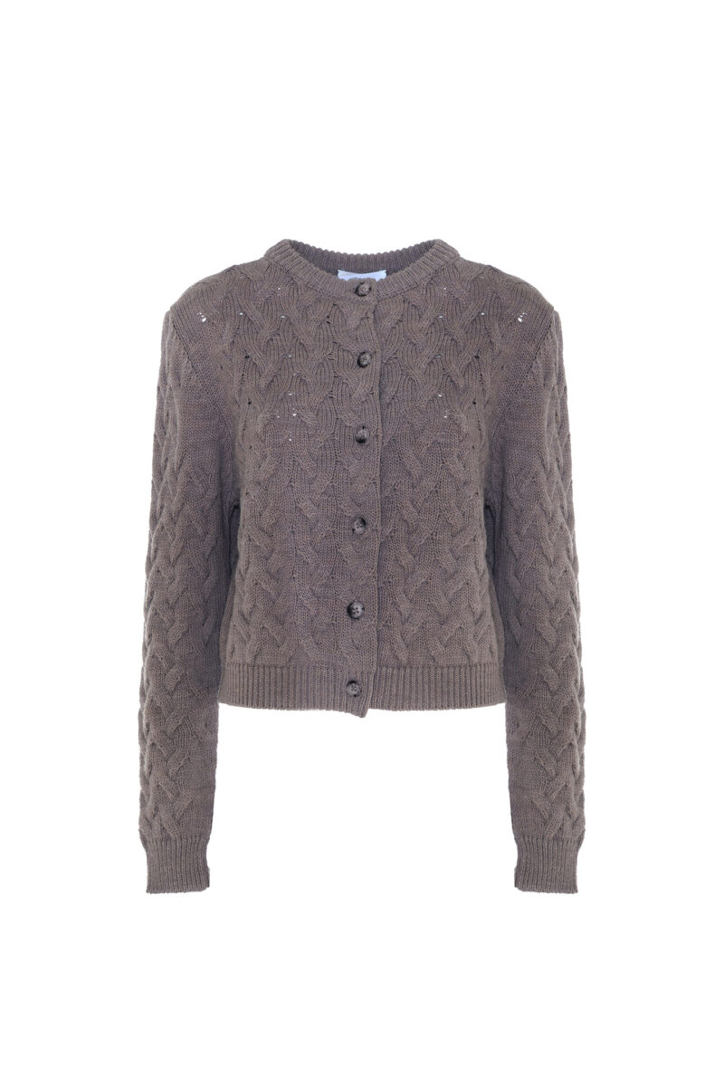 CARDIGAN IN WOOL BLEND WITH CABLE KNIT DETAIL - Image 7