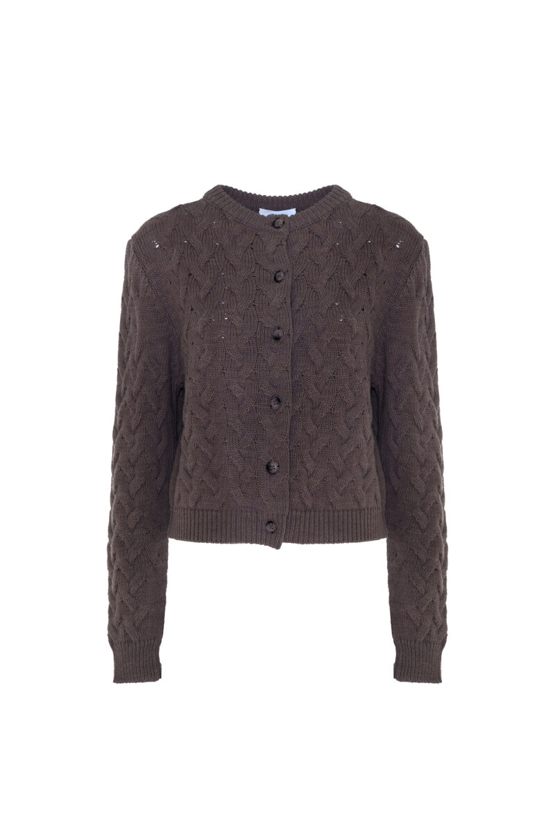 CARDIGAN IN WOOL BLEND WITH CABLE KNIT DETAIL - Image 6