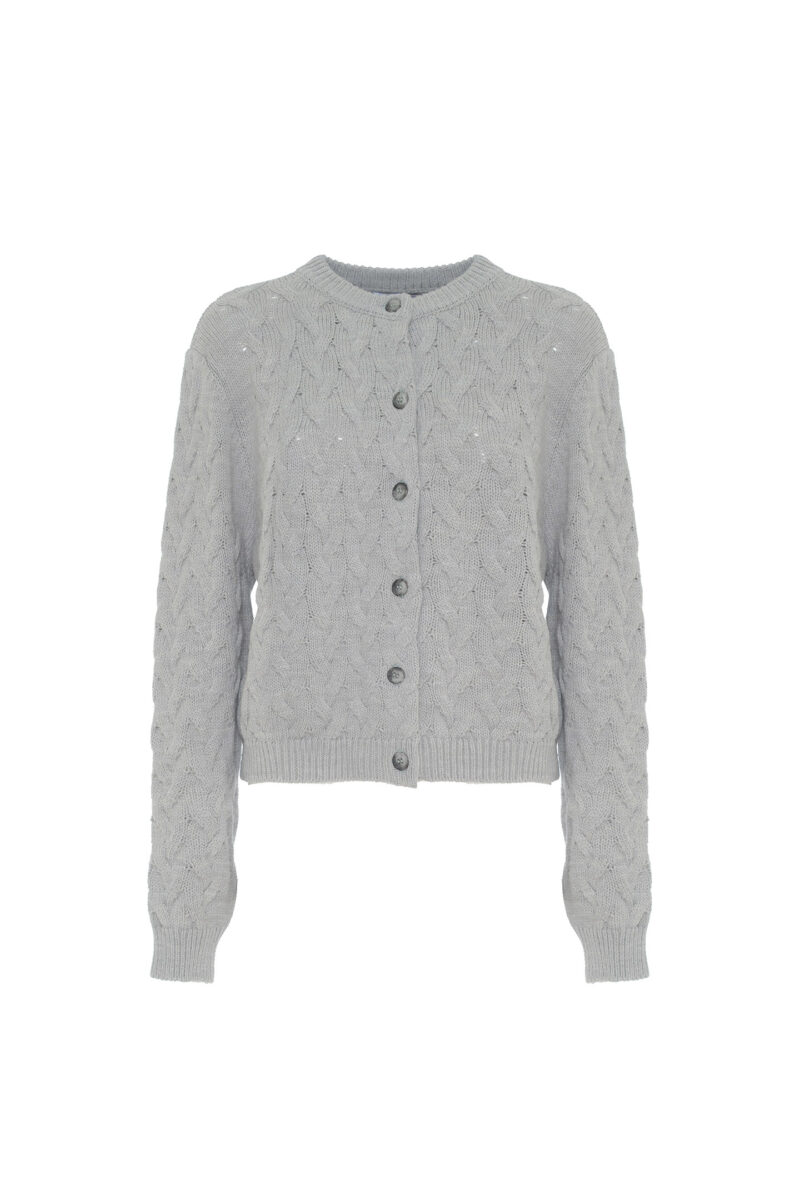 CARDIGAN IN WOOL BLEND WITH CABLE KNIT DETAIL - Image 4