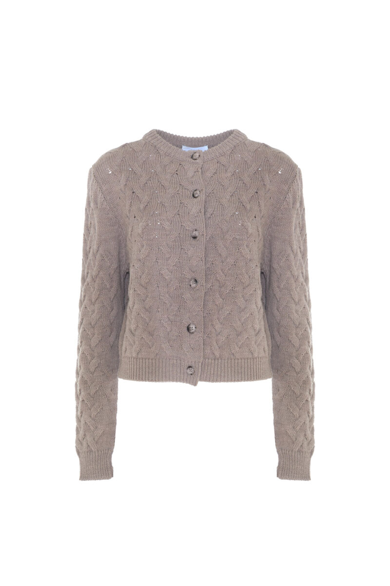 CARDIGAN IN WOOL BLEND WITH CABLE KNIT DETAIL