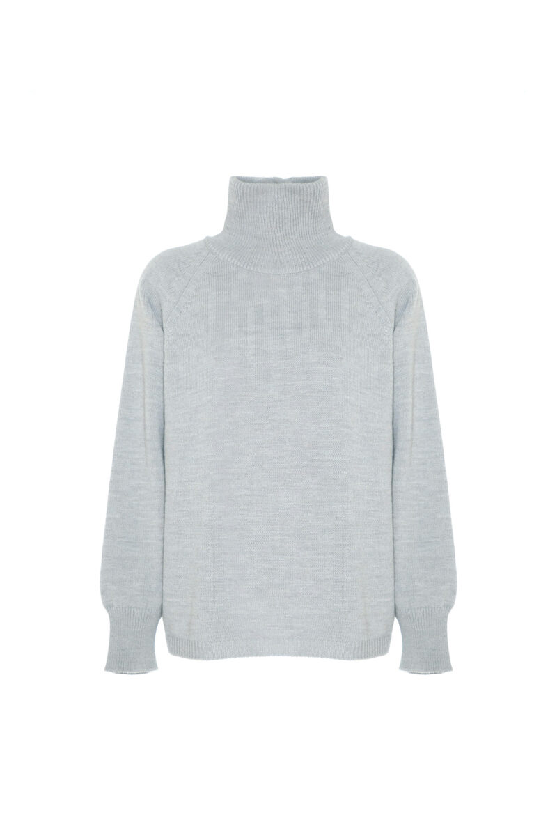 WOOL MIXED CRATER NECK PULLOVER