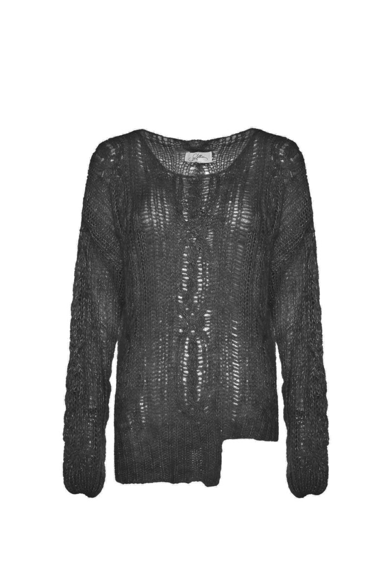 CABLE KNIT AND MESH-STITCH WOOL BLEND SWEATER - Image 5