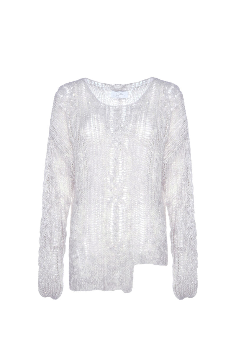 CABLE KNIT AND MESH-STITCH WOOL BLEND SWEATER - Image 3