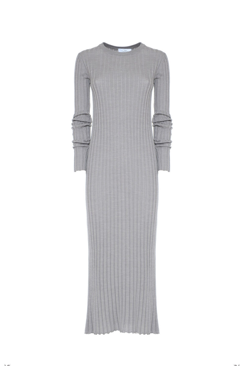 RIBBED WOOL KNIT DRESS