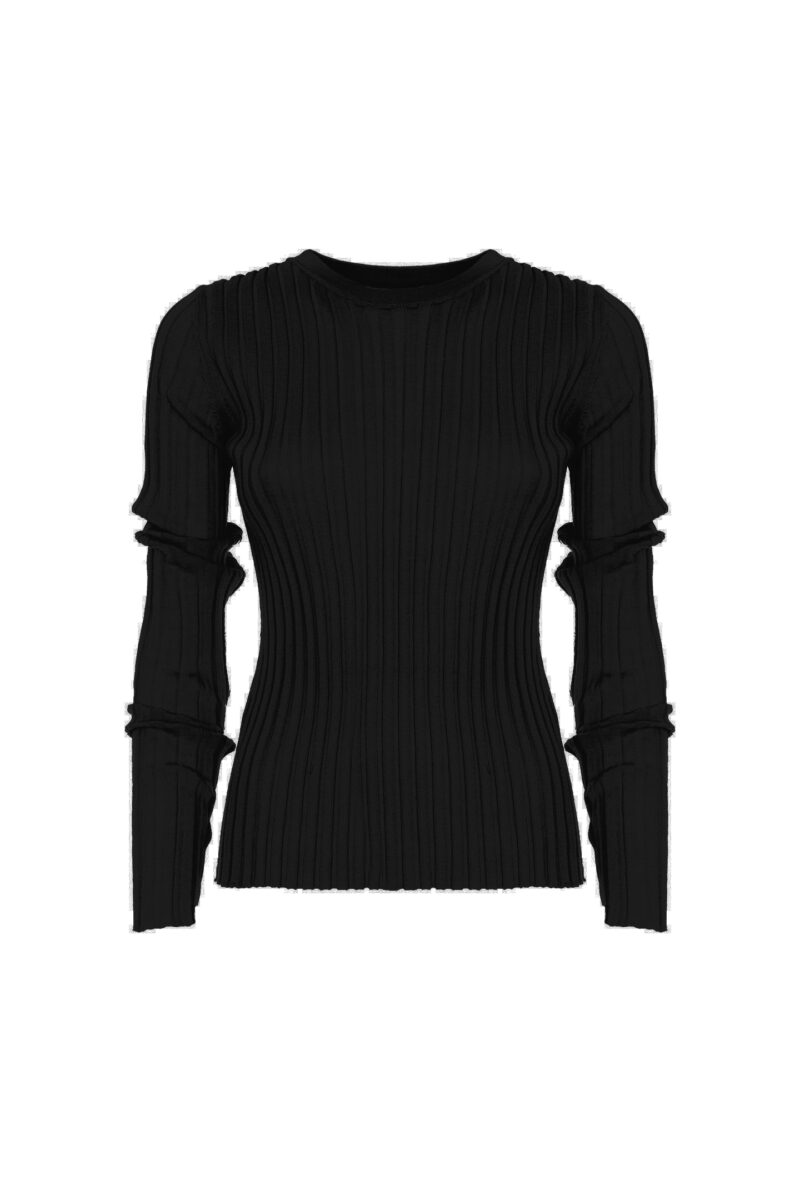 WIDE RIBBED CREW NECK SWEATER - Image 4