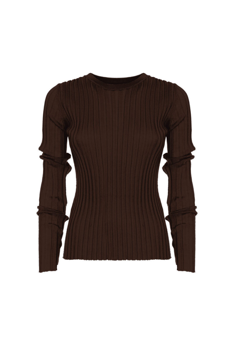 WIDE RIBBED CREW NECK SWEATER - Image 3