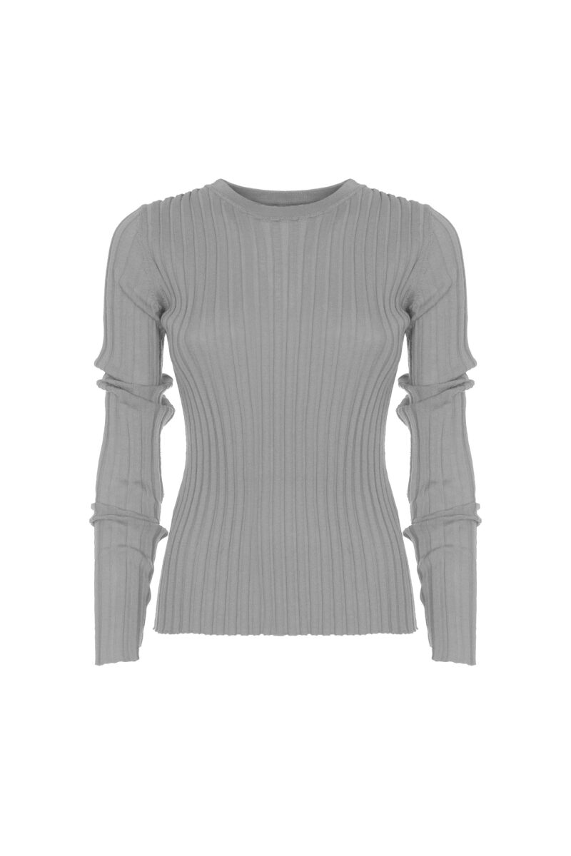 WIDE RIBBED CREW NECK SWEATER - Image 5