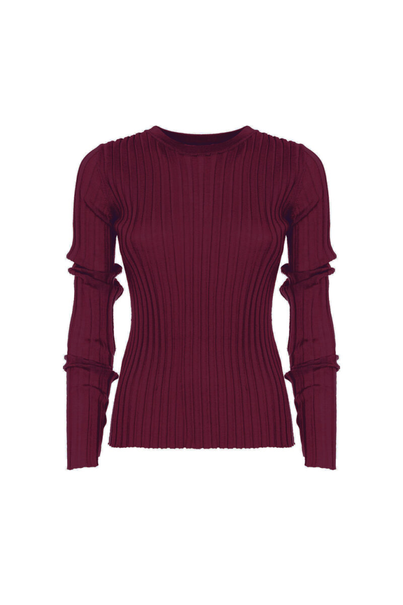 WIDE RIBBED CREW NECK SWEATER