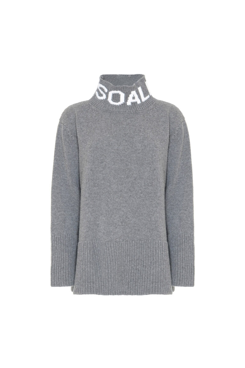 WOOL BLEND PULLOVER WITH JACQUARD LOGO