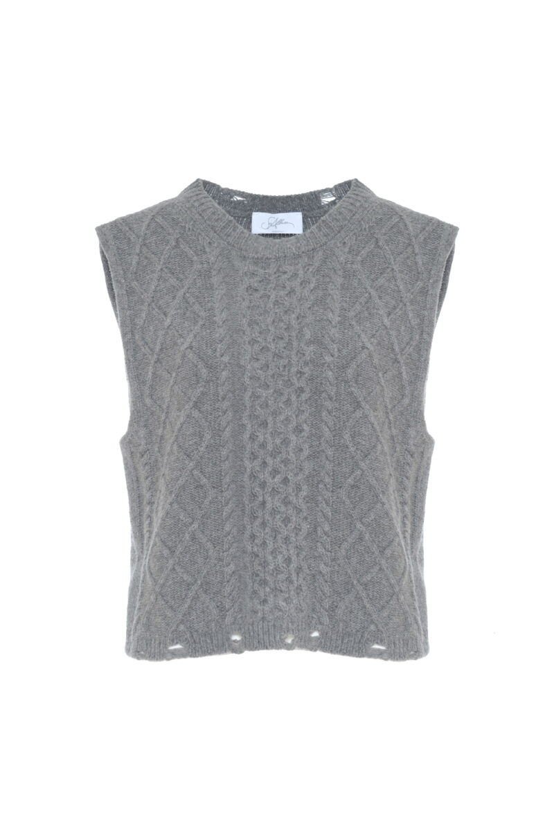 WOVEN WOOL BLEND VEST WITH RIPPED DETAILS - Image 5