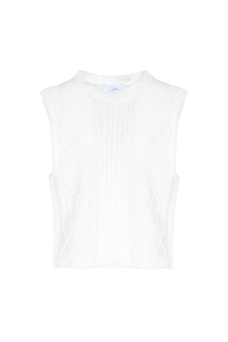 WOVEN WOOL BLEND VEST WITH RIPPED DETAILS - Image 4