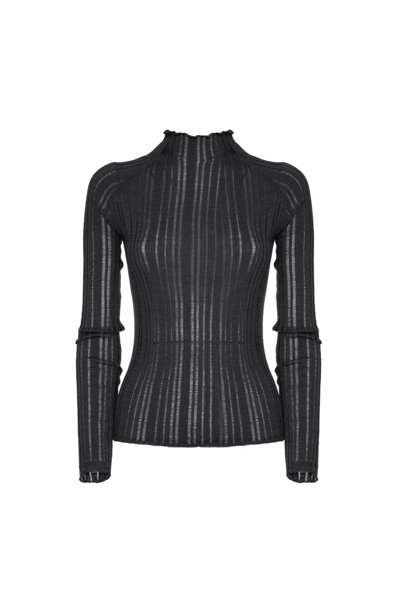 MAGLIA LUPETTO A COSTINE IN LANA - immagine 4