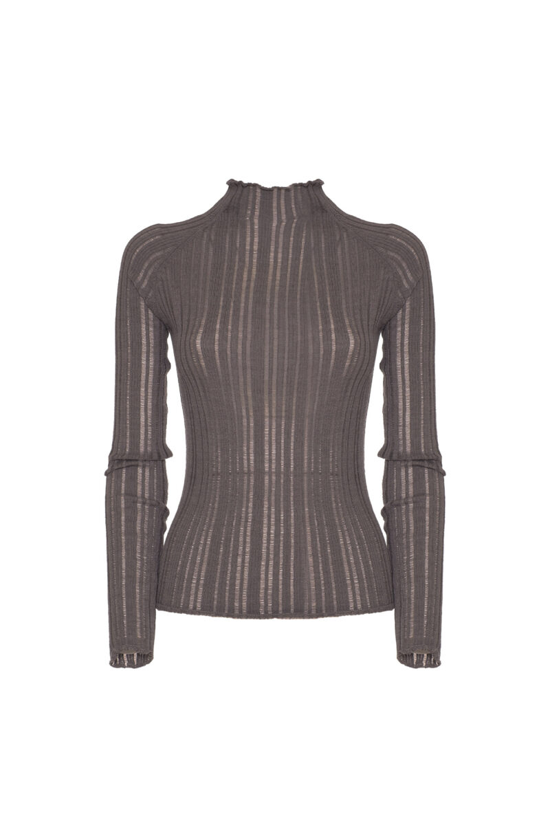 MAGLIA LUPETTO A COSTINE IN LANA - immagine 5