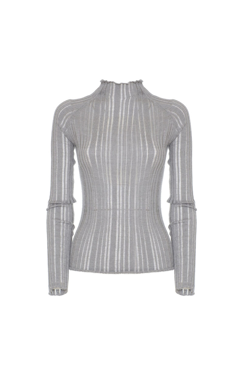 MAGLIA LUPETTO A COSTINE IN LANA
