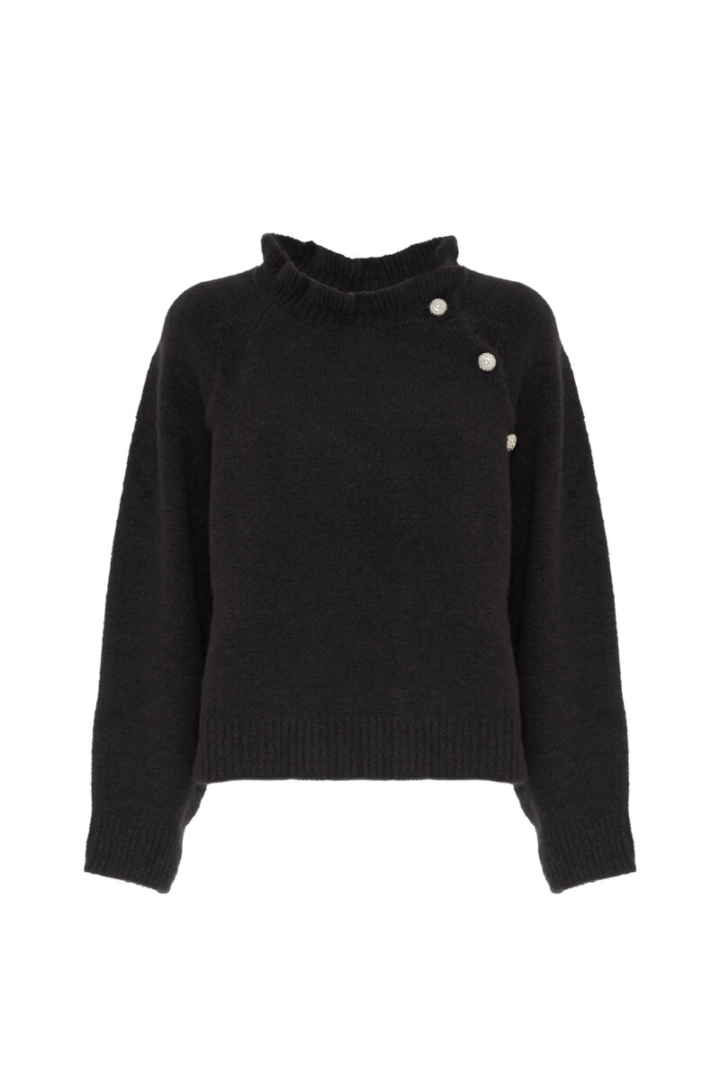 PULLOVER CON BOTTONI GIOIELLO IN LANA - immagine 6