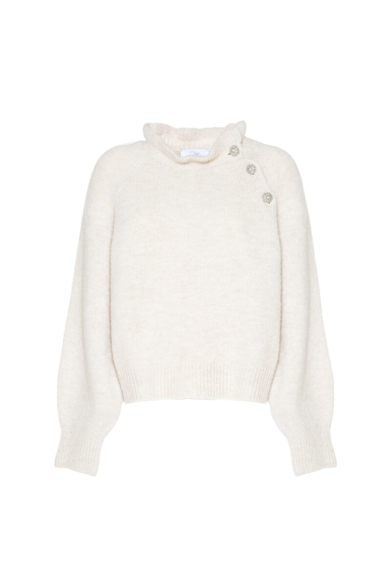 PULLOVER CON BOTTONI GIOIELLO IN LANA