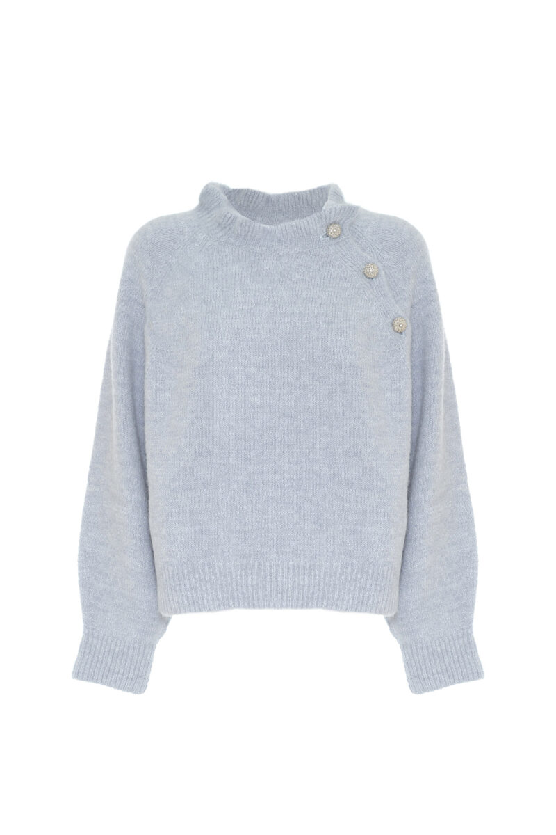 PULLOVER CON BOTTONI GIOIELLO IN LANA - immagine 4