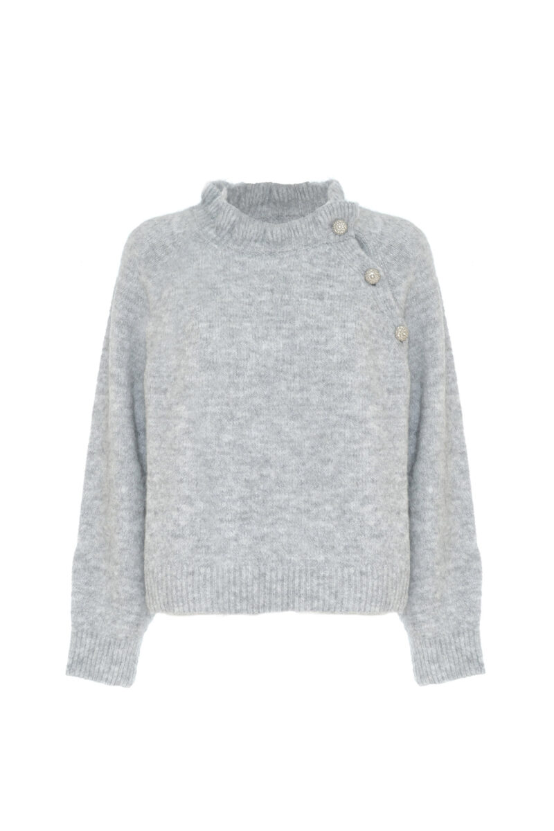 PULLOVER CON BOTTONI GIOIELLO IN LANA - immagine 3