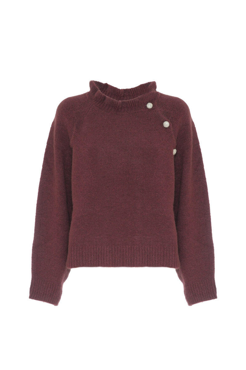 PULLOVER CON BOTTONI GIOIELLO IN LANA - immagine 5