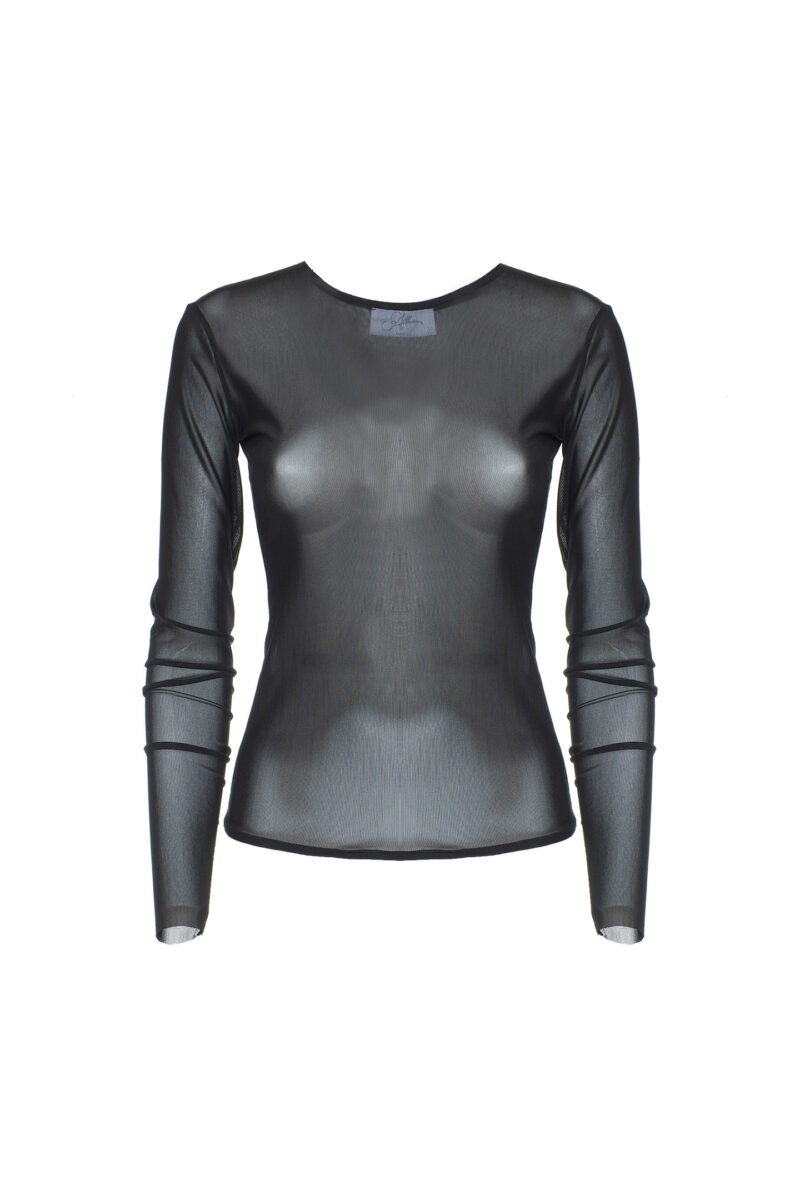 T-SHIRT GIROCOLLO IN TULLE