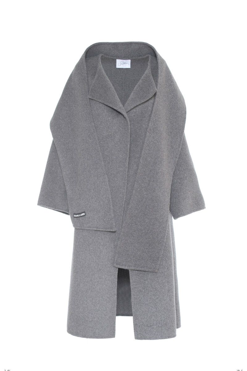 PURE WOOL COAT WITH SCARF - Image 7
