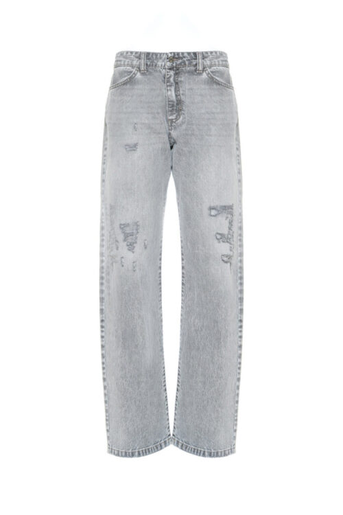 LIGHT GREY STRAIGHT-LEG JEANS