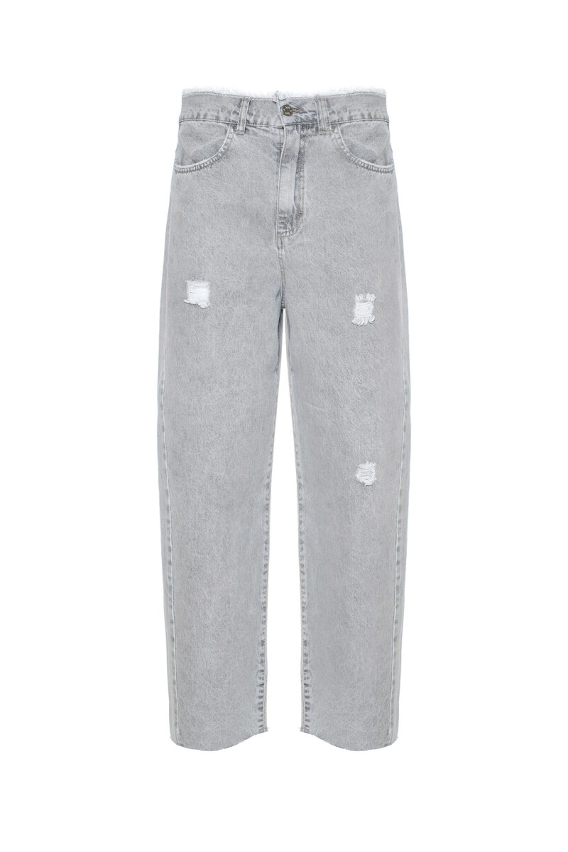 JEANS DRITTO IN DENIM GRIGIO CHIARO