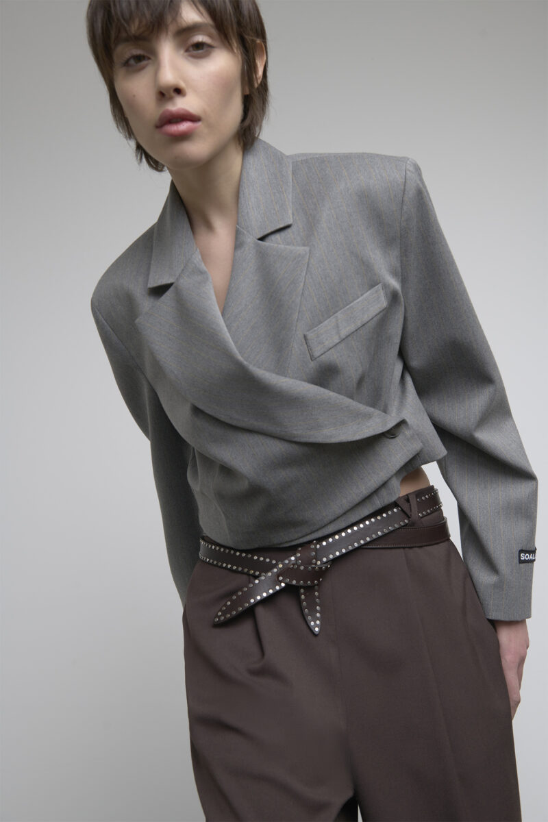 LEATHER BELT WITH KNOT MOTIF STUDS - Image 2