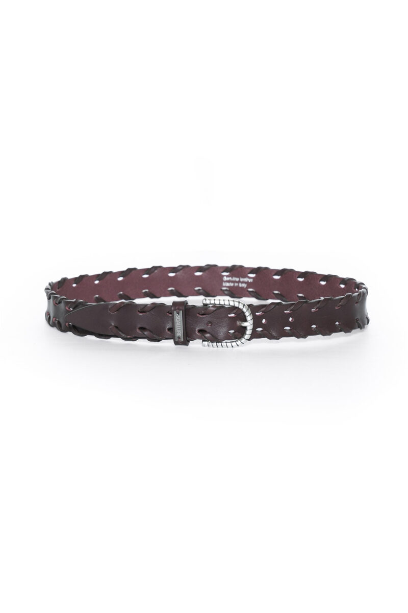 CINTURA IN PELLE CON BORDO INTRECCIATO - immagine 3