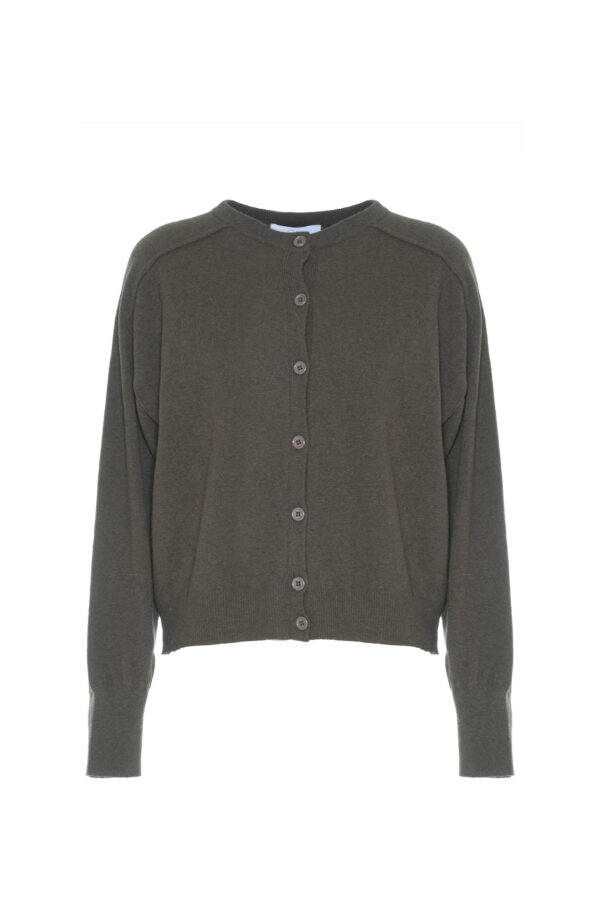 CREW NECK WOOL CARDIGAN