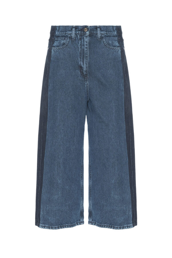 DENIM BERMUDA SHORTS WITH CONTRAST PANELS