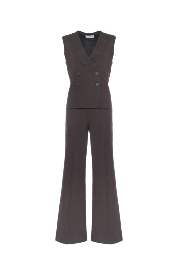 PINSTRIPED PALAZZO STYLE JUMPSUIT