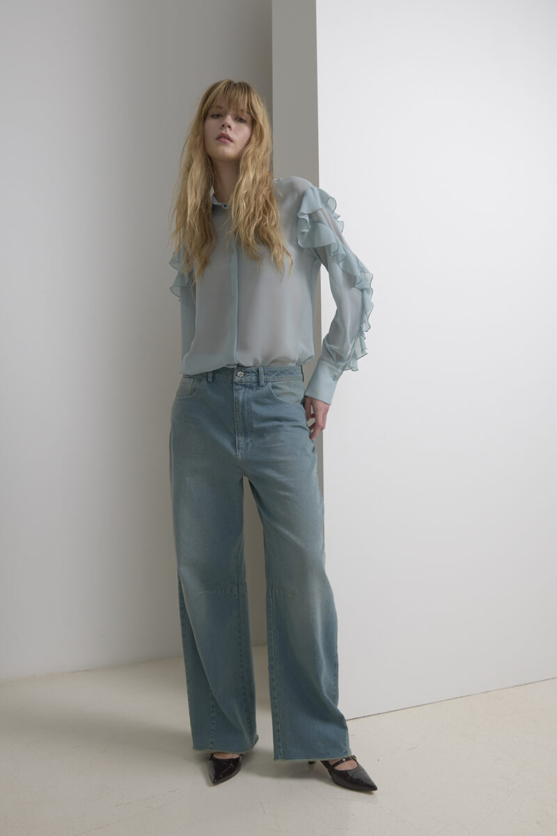 JEANS BARREL IN COTONE TINTO CAPO - immagine 2